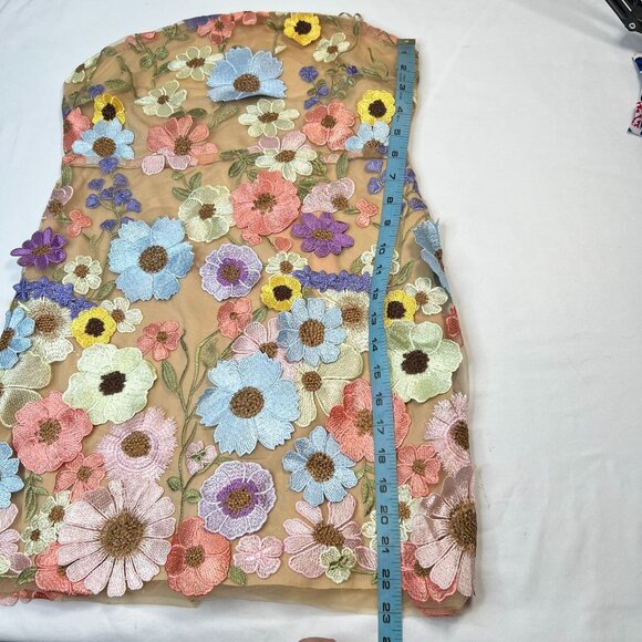NWT Betsey Johnson Daisy Me Rollin Floral Mini Dress Strapless Pastel Flowers LG - Picture 9 of 12